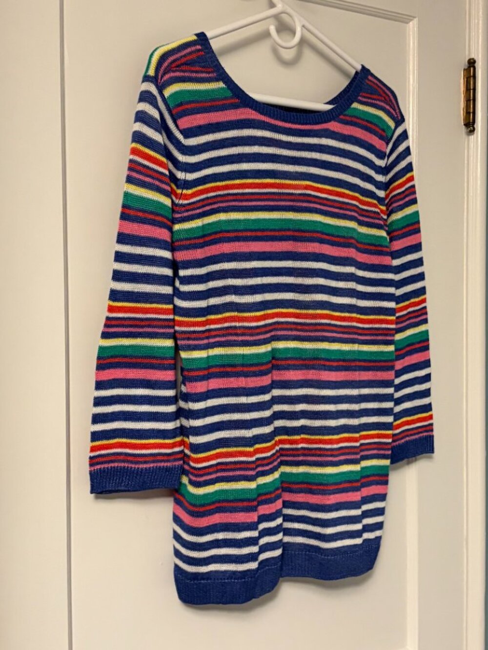 Talbots 100% linen rainbow stripe 3/4 sleeve sweater NWT size XL petite preppy - Picture 2 of 9